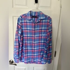 GREAT CONDITION Vineyard Vines men’s blue pink plaid shirt size SMALL